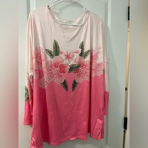 Pink Blouse. XXL or XXXL. Pink. White.  New